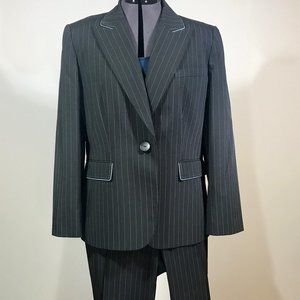 Tahari Black and Blue Pinstripe Suit